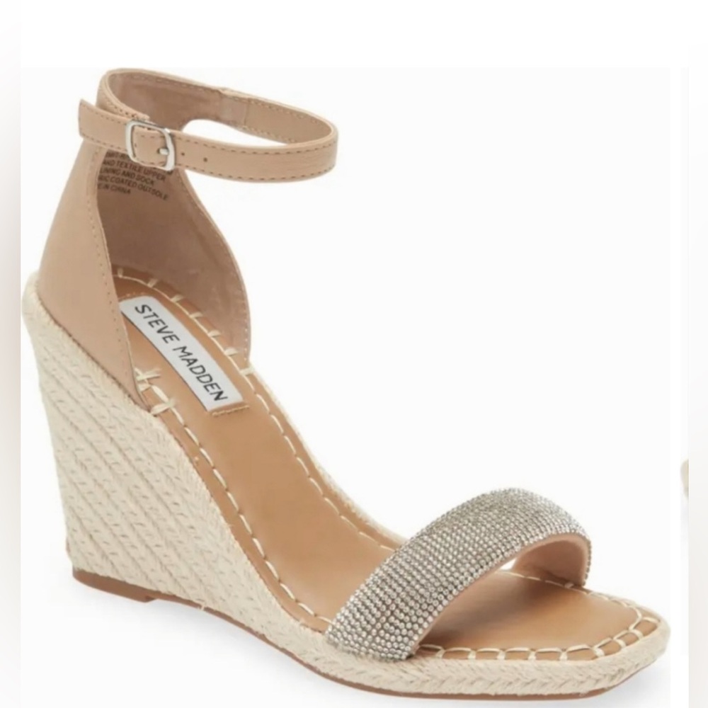 New, Steve Madden Submit espadrille wedge rhinestone sandals women's size 8.5